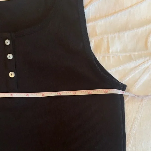 Black Ribbed Henley Tank - Picture 4 of 6